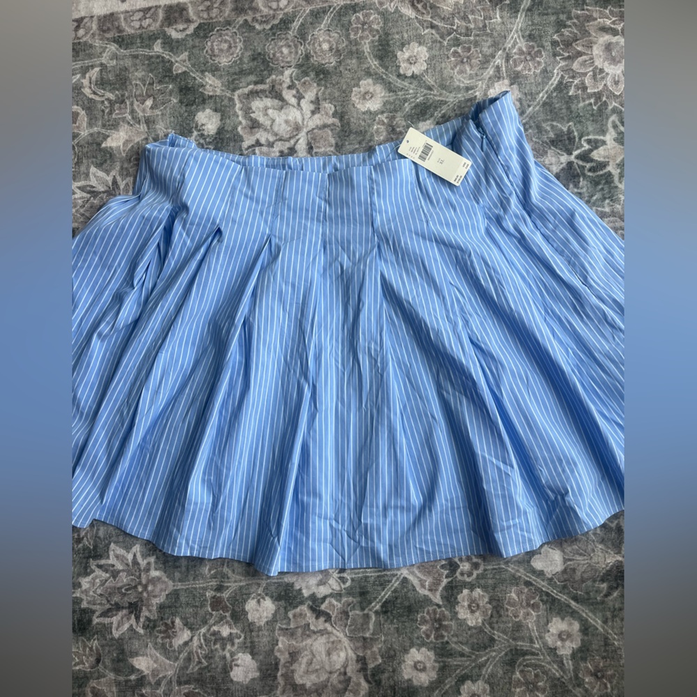 Maeve Anthropologie Light Blue Striped A-Line Skirt